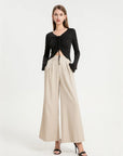 V-neck drawstring ruffled sides top