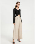 V-neck drawstring ruffled sides top