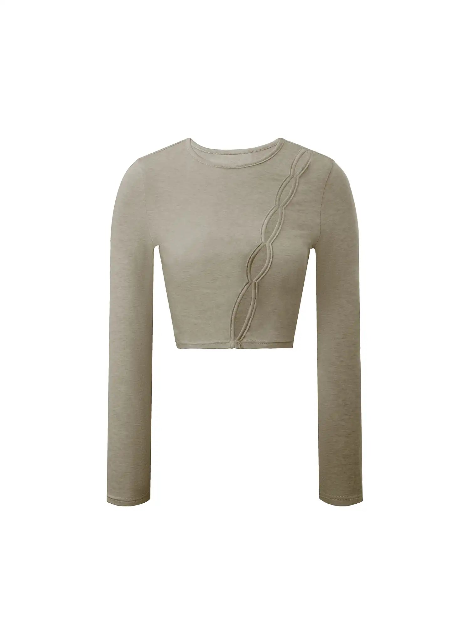 Merino Open Seam Cropped Long Sleeve Top