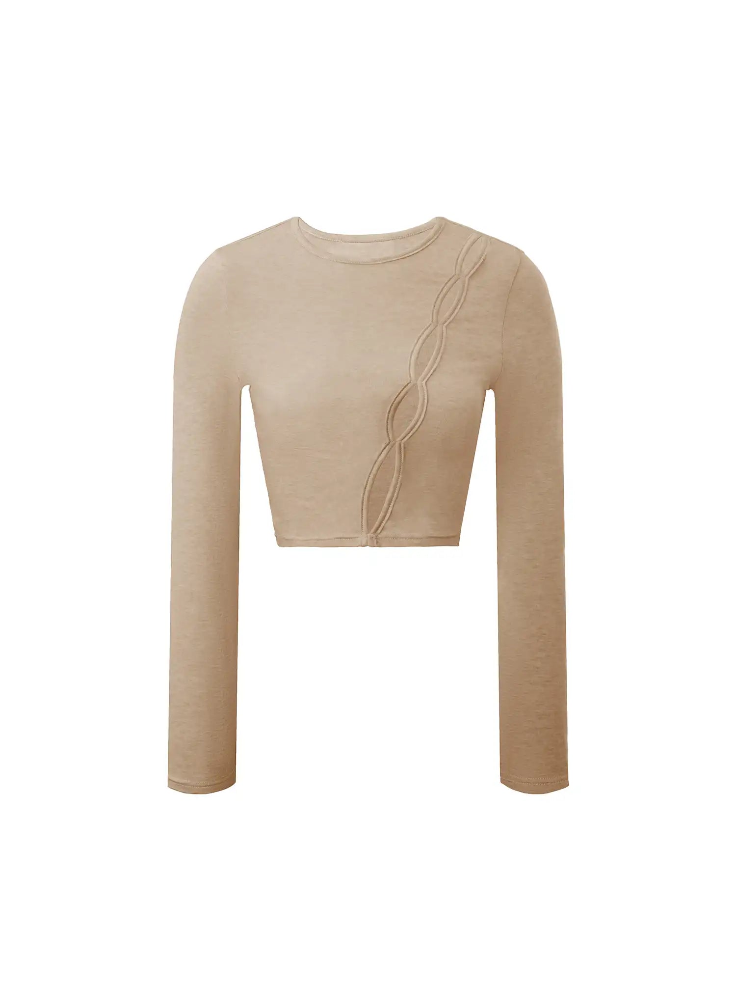 Merino Open Seam Cropped Long Sleeve Top