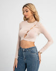 Merino Open Seam Cropped Long Sleeve Top