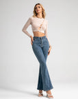 Merino Open Seam Cropped Long Sleeve Top
