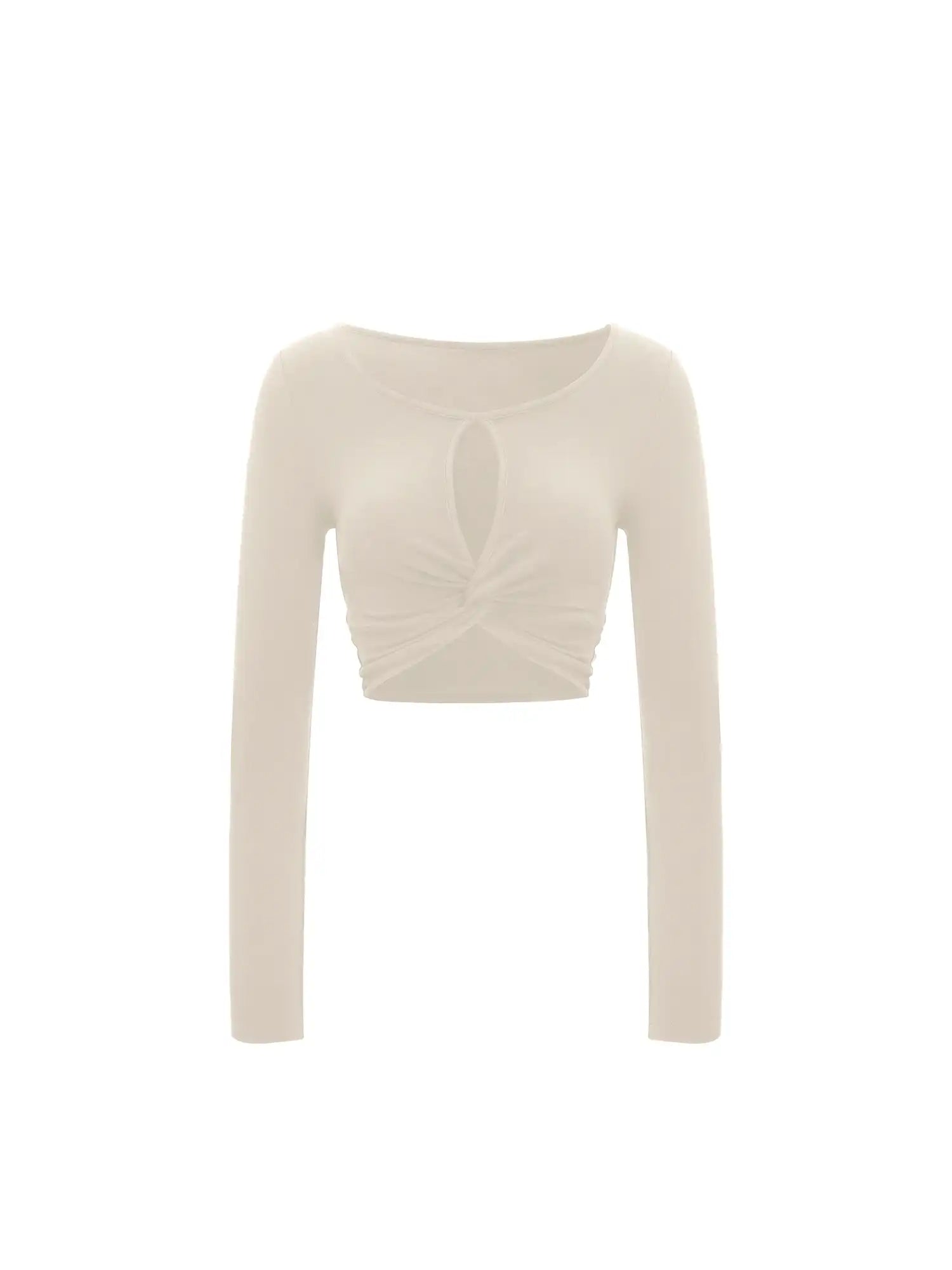 Ruched Hem Hollow Chest Long Sleeve Top