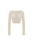Ruched Hem Hollow Chest Long Sleeve Top