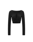 Ruched Hem Hollow Chest Long Sleeve Top