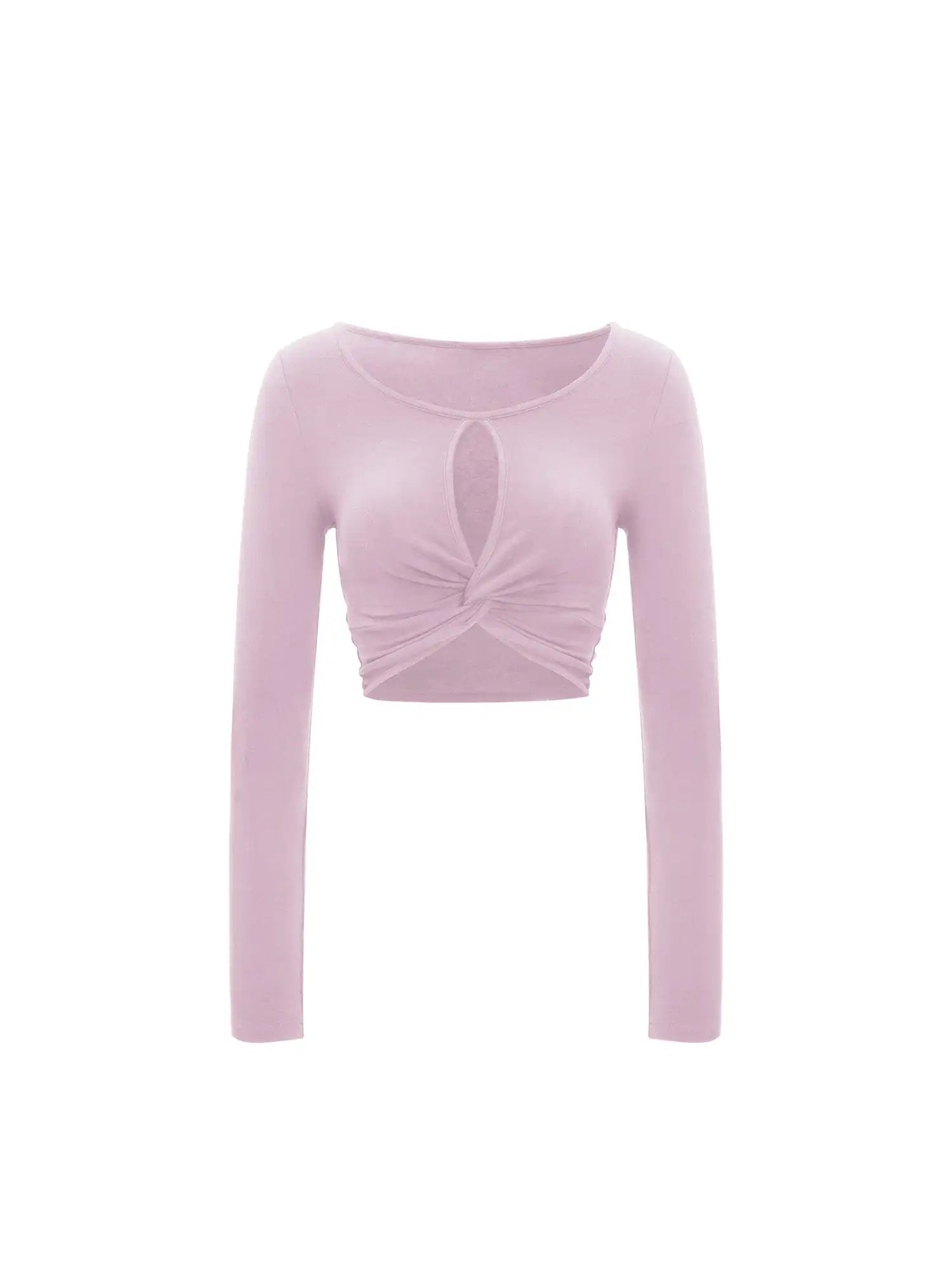 Ruched Hem Hollow Chest Long Sleeve Top