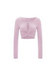 Ruched Hem Hollow Chest Long Sleeve Top