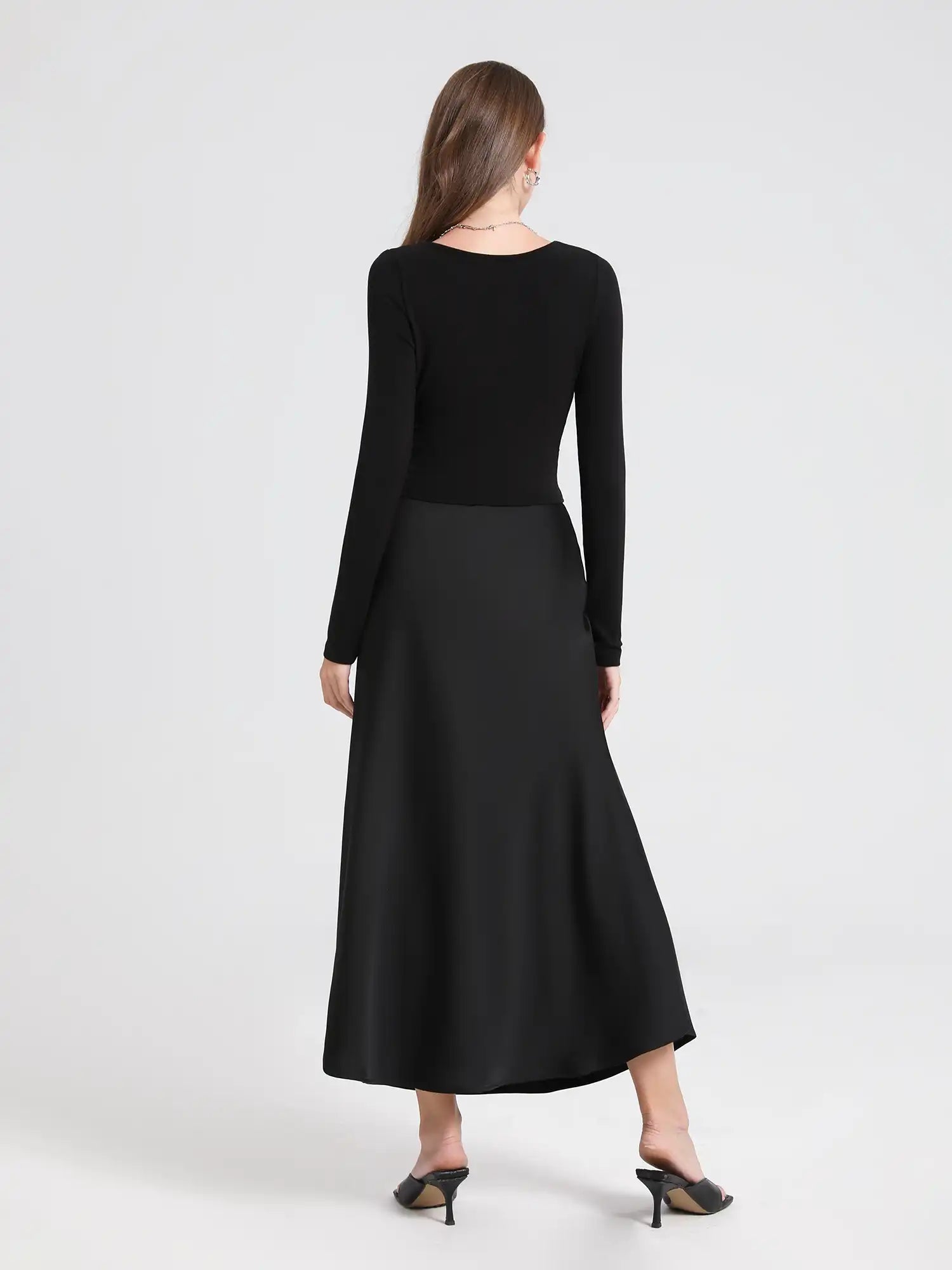 Ruched Hem Hollow Chest Long Sleeve Top