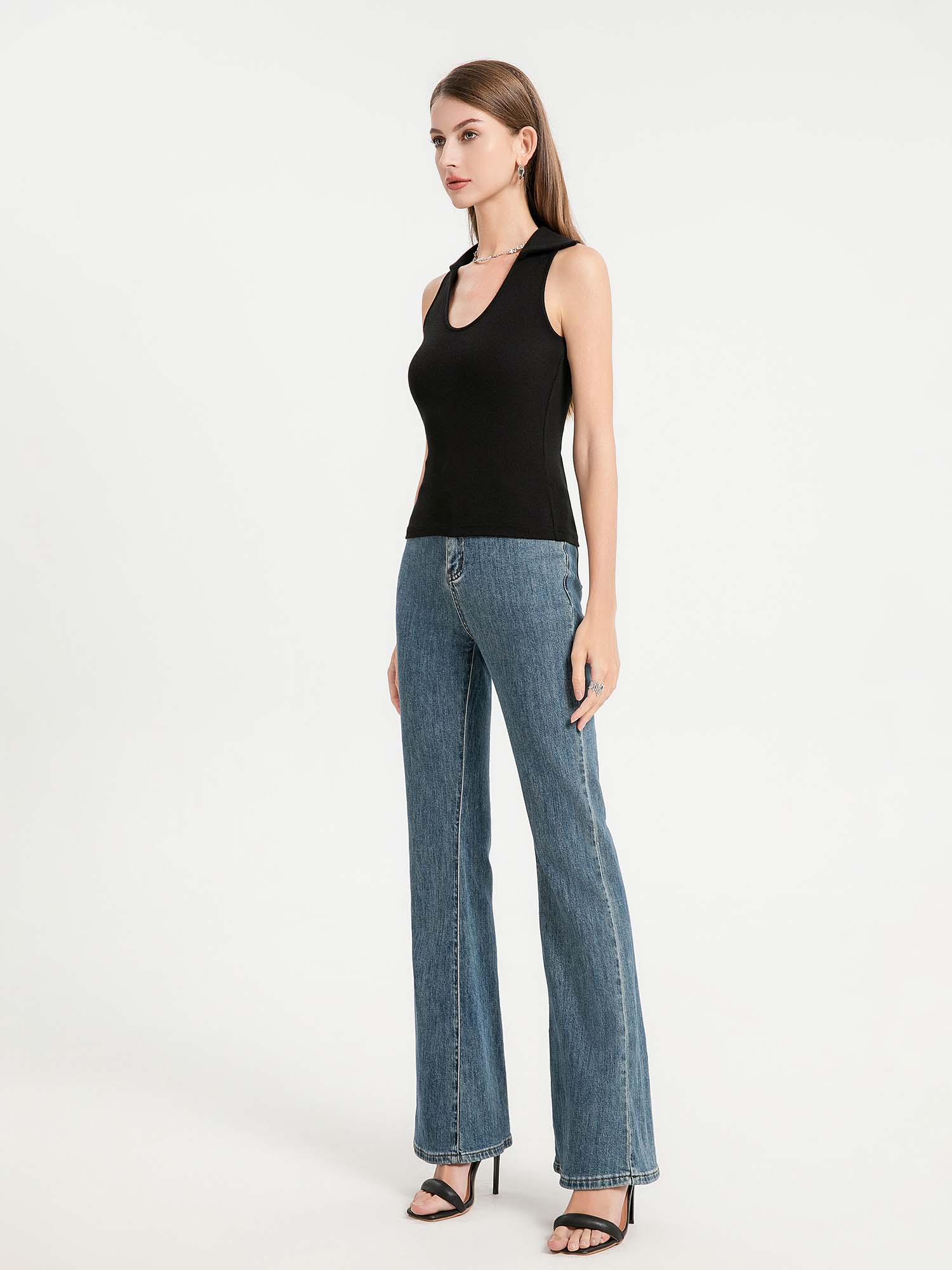 Vintage V-Neck Lapel Tank Top