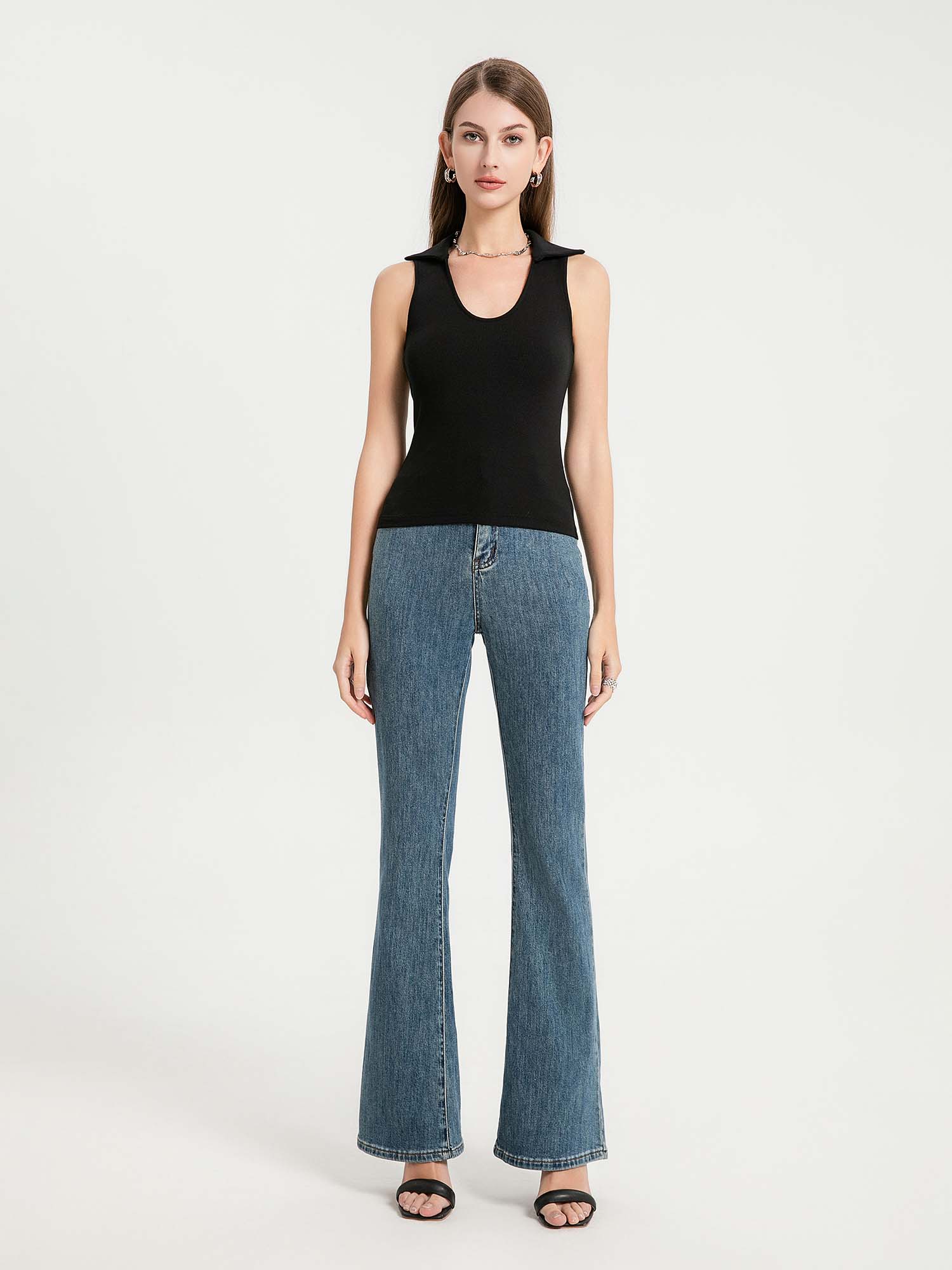 Vintage V-Neck Lapel Tank Top