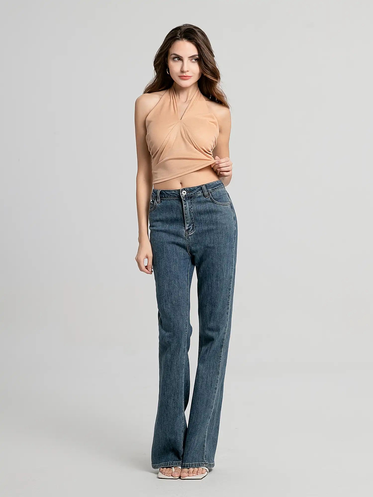 Ruched sides Cross Neck Tank Top