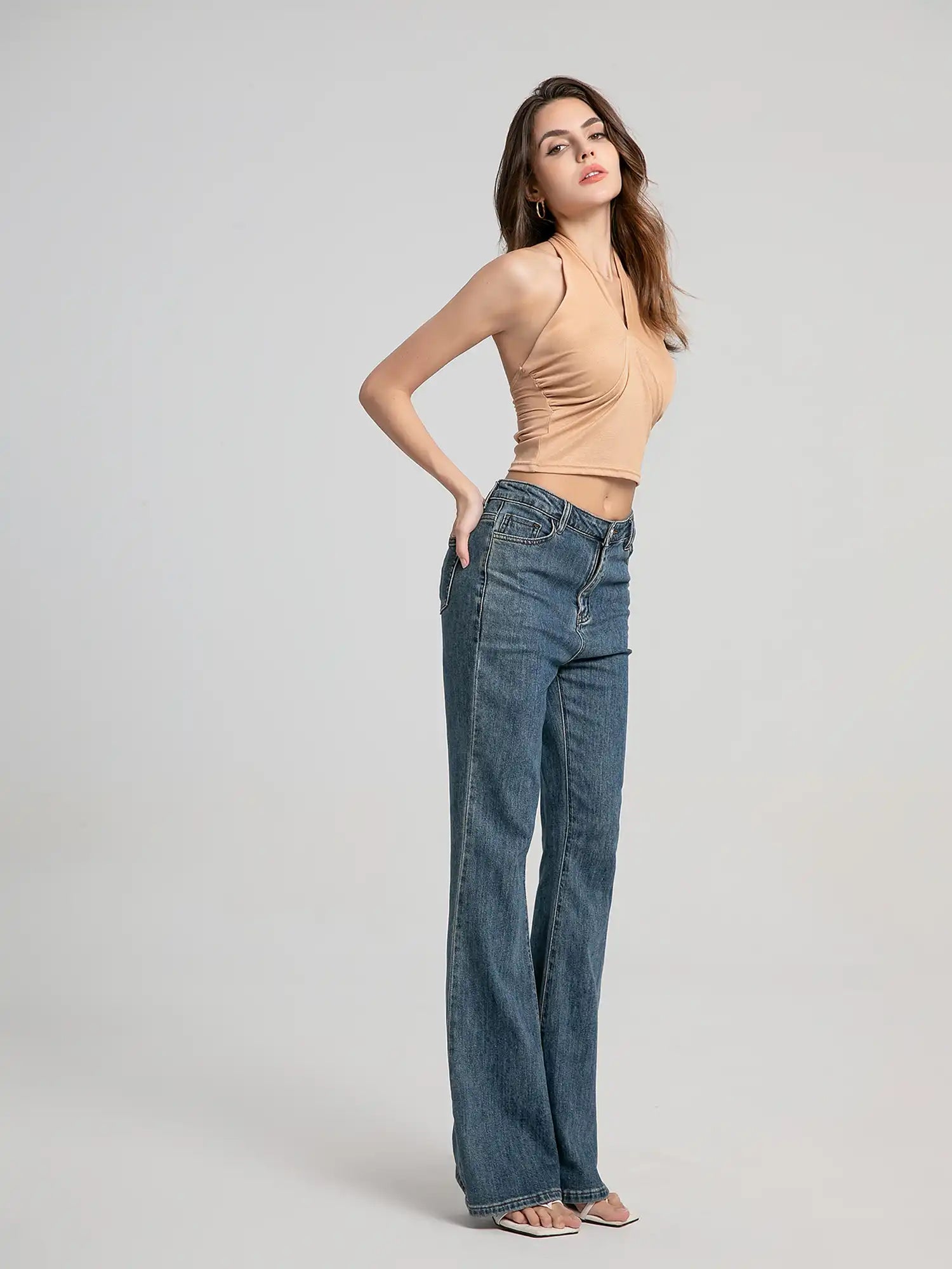 Ruched sides Cross Neck Tank Top