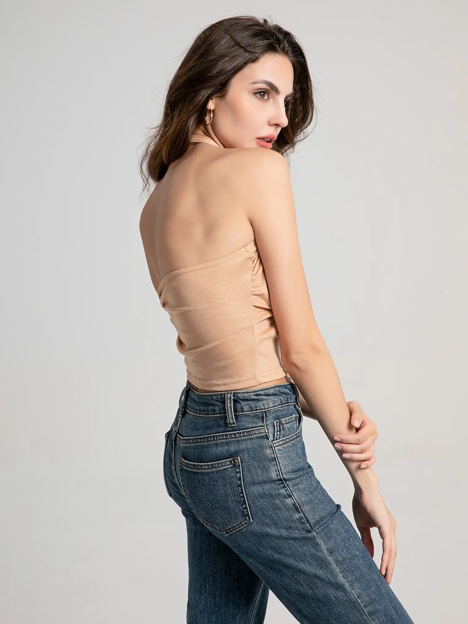 Ruched sides Cross Neck Tank Top