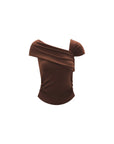 Ruched sides Asymmetric off-shoulder Short Sleeve top