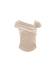 Ruched sides Asymmetric off-shoulder Short Sleeve top