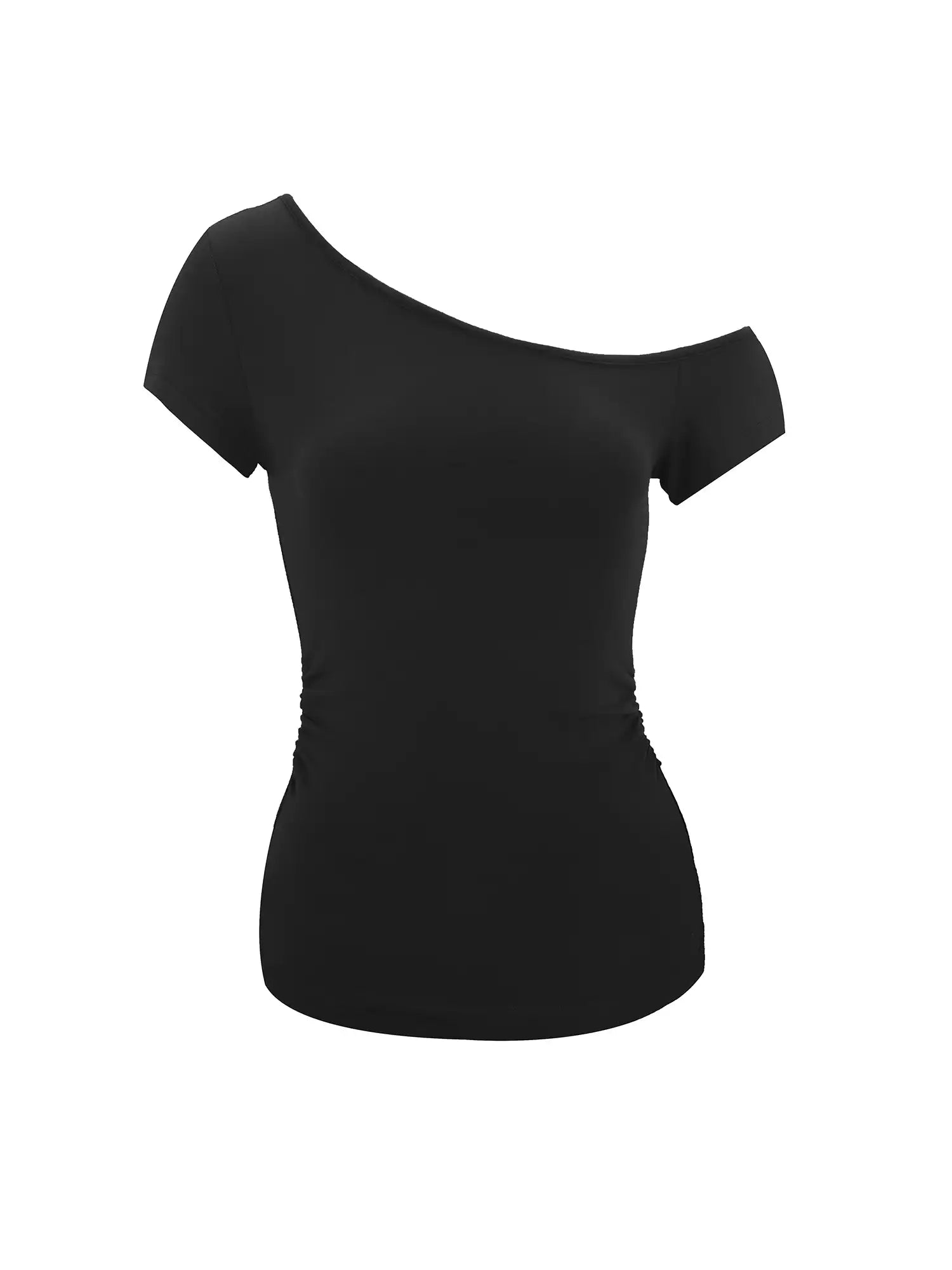 Ruched Sides Off-Shoulder Short Sleeve Top