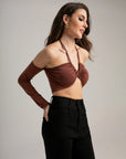 Drawstring Halter Neck Tank Top