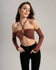 Drawstring Halter Neck Tank Top