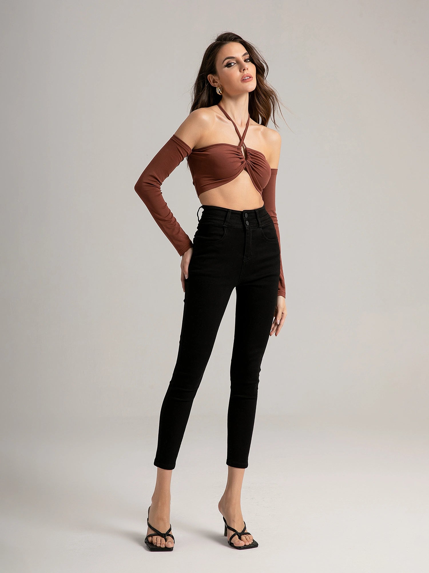 Drawstring Halter Neck Tank Top