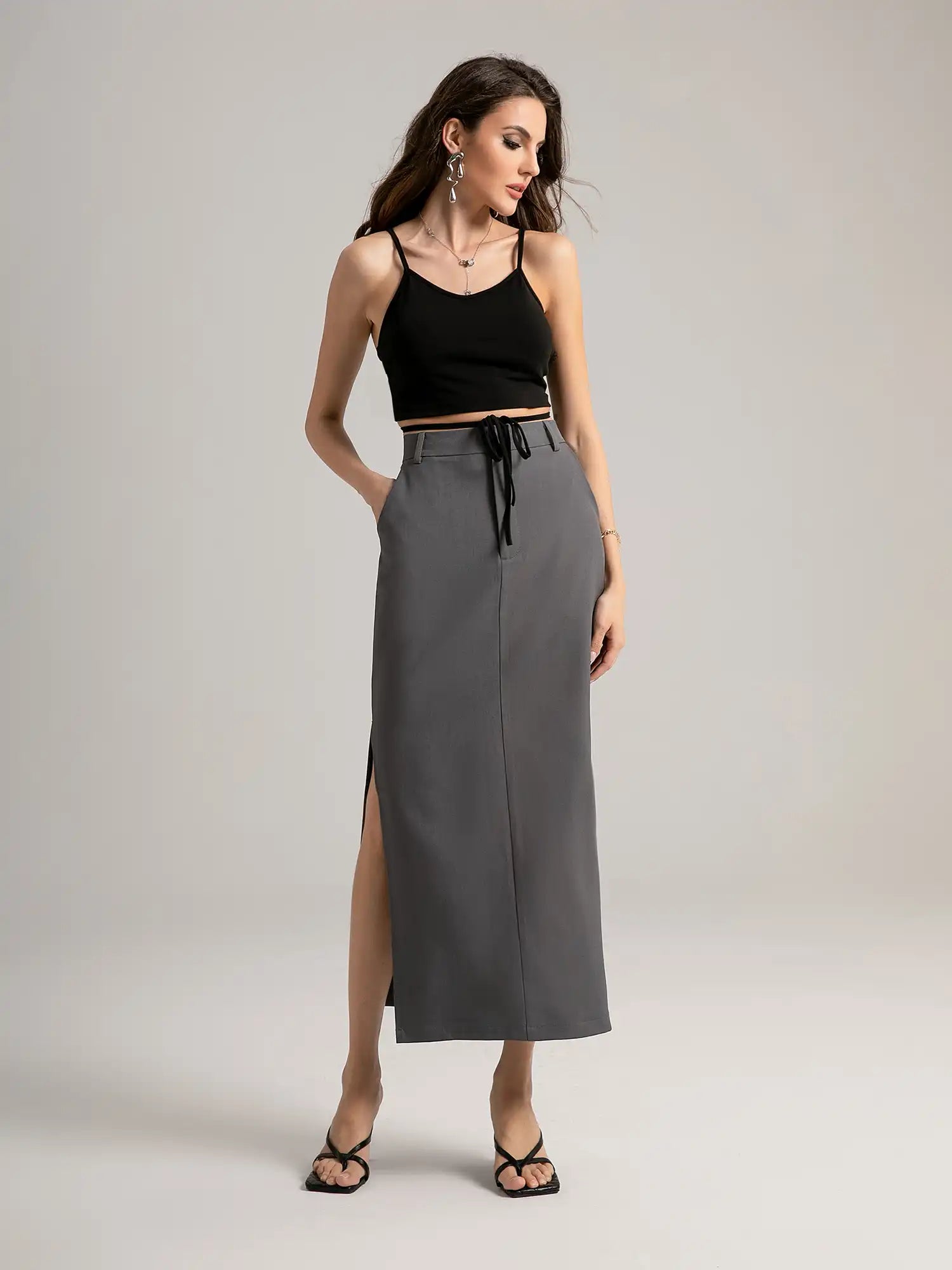 V-Neck Drawstring Tank Top