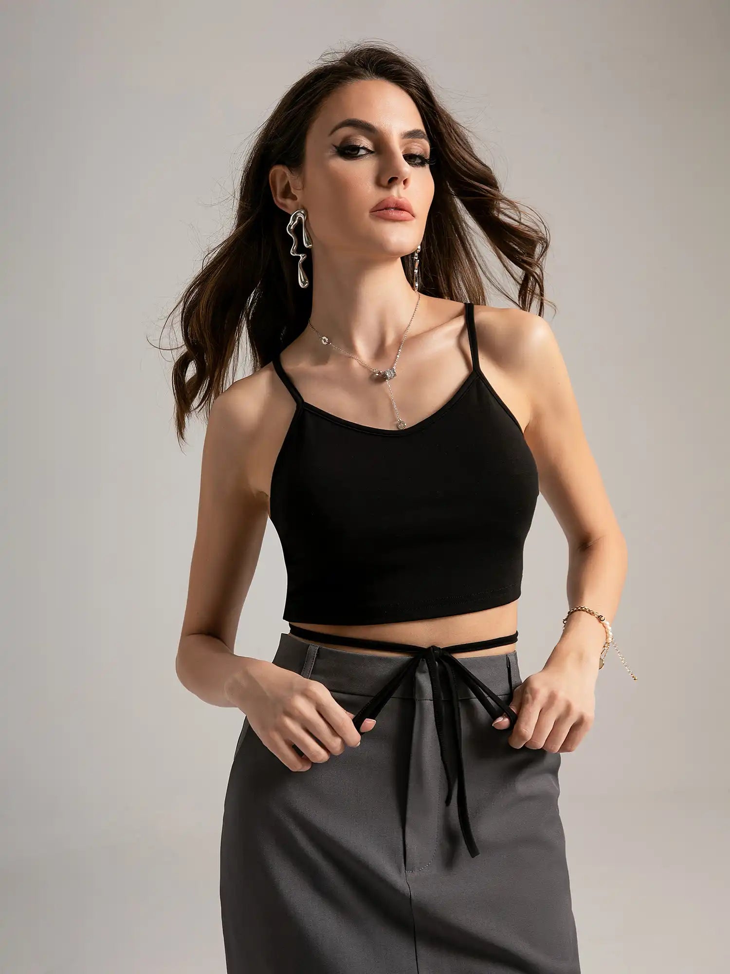 V-Neck Drawstring Tank Top