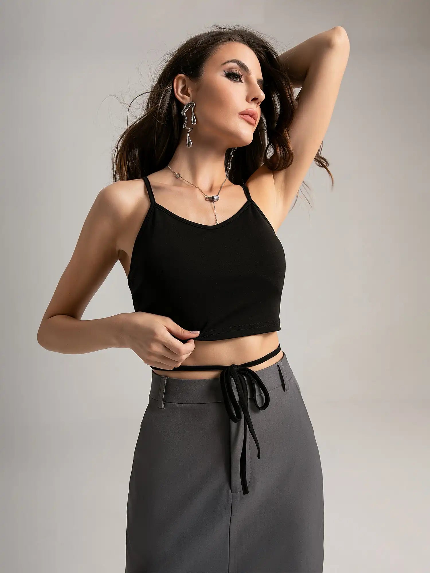 V-Neck Drawstring Tank Top