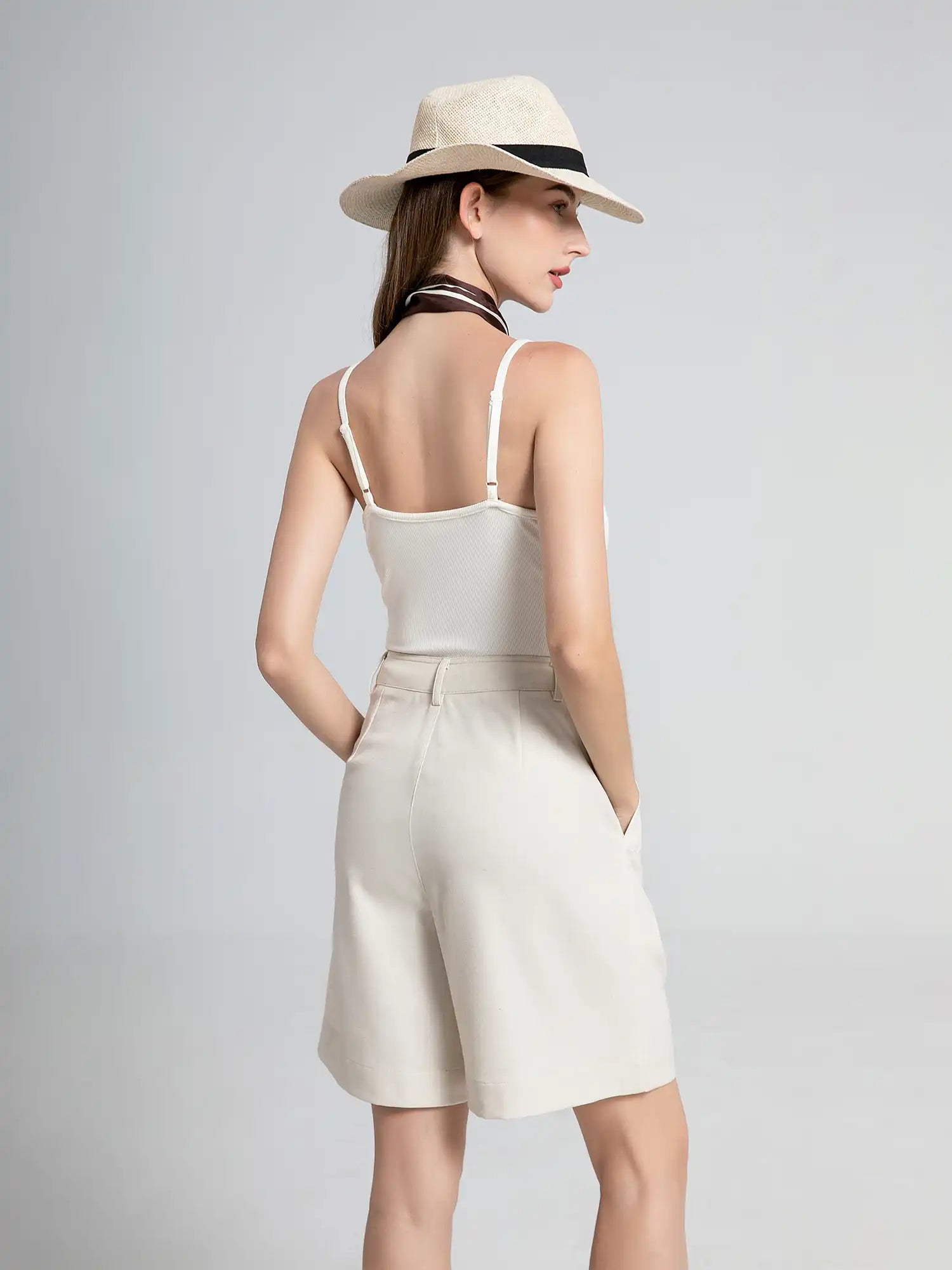 V-Neck Drawstring Button Tank Top