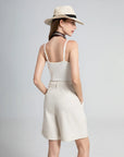 V-Neck Drawstring Button Tank Top