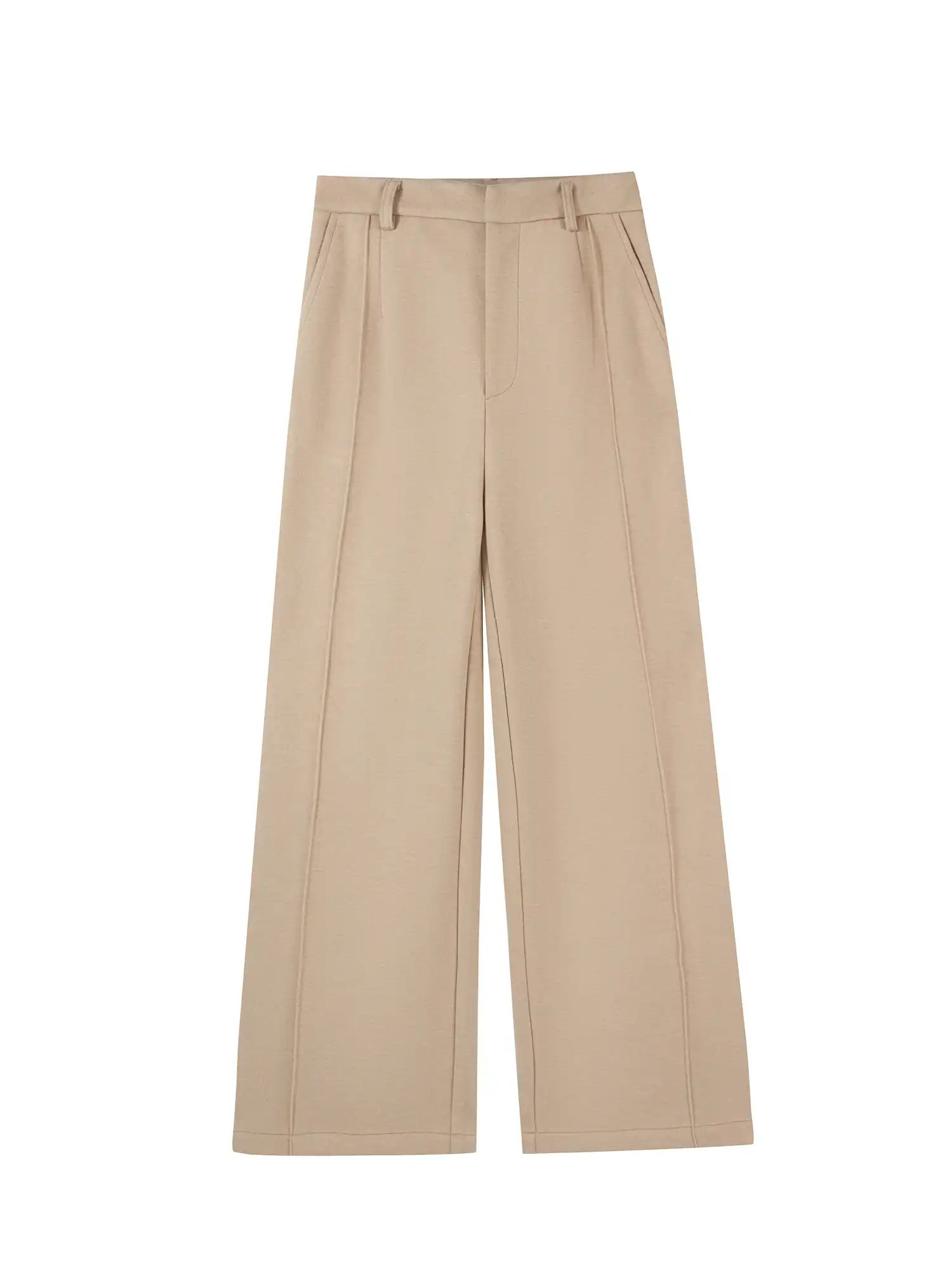High-Waist Straight Leg Casual Trousers