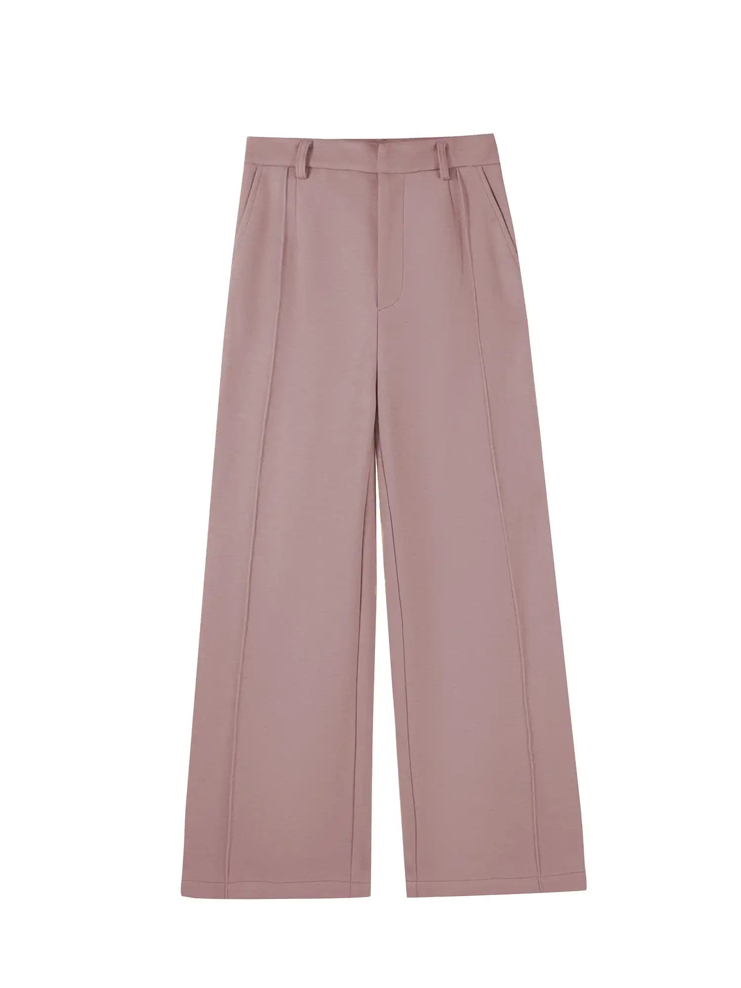 High-Waist Straight Leg Casual Trousers