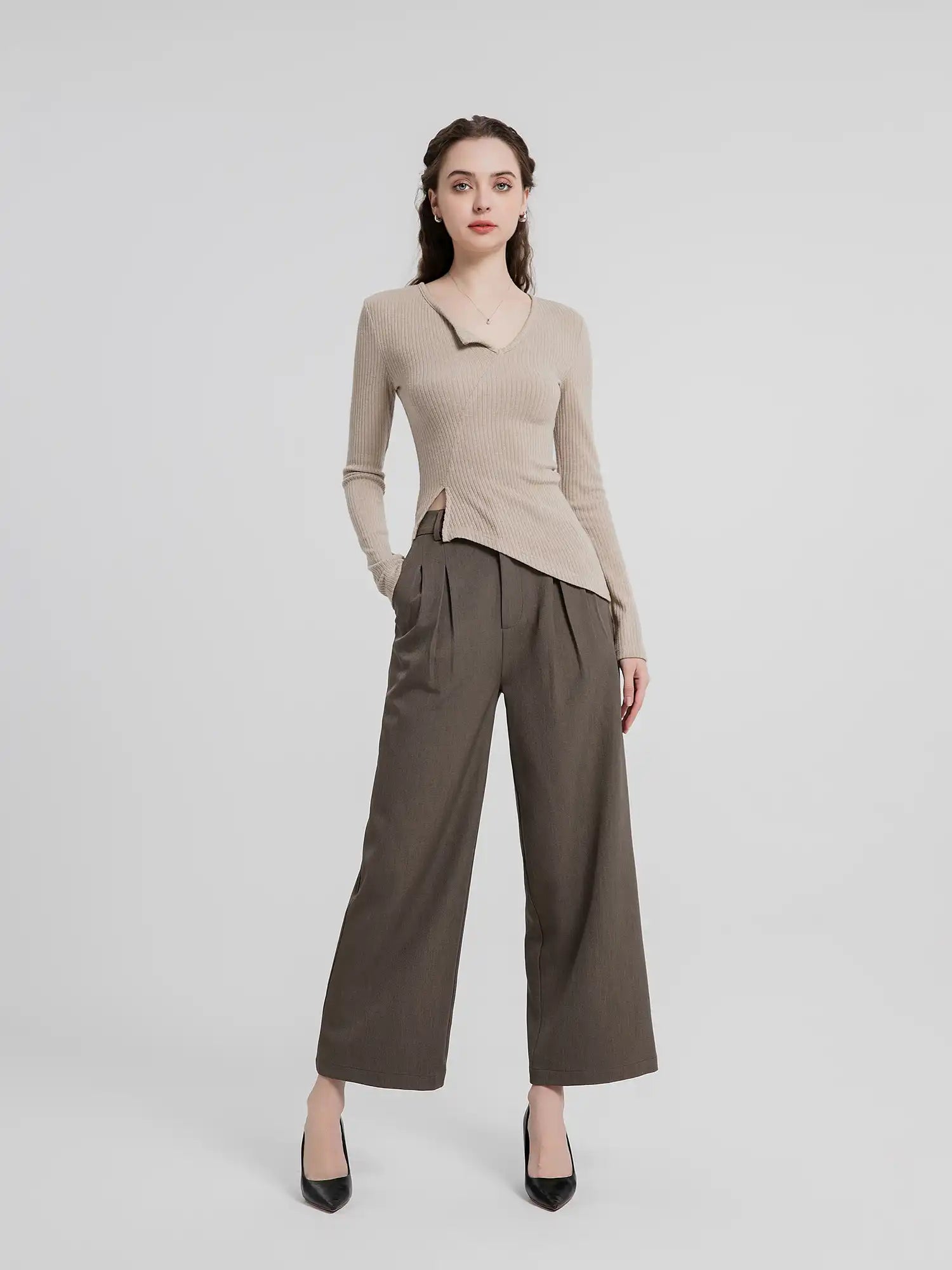 し*う様 90's HIGH WAIST STRAIGHT TROUSERS し*う様 90's HIGH WAIST STRAIGHT TROUSERS MID RISE CREPE