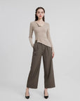High Waist Straight Leg Suit Pants