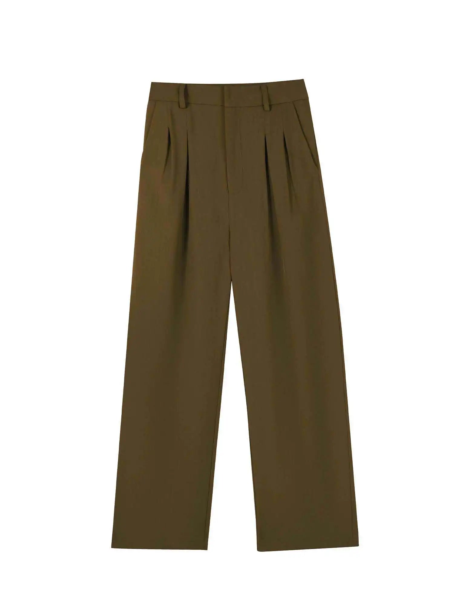 High Waist Straight Leg Suit Pants
