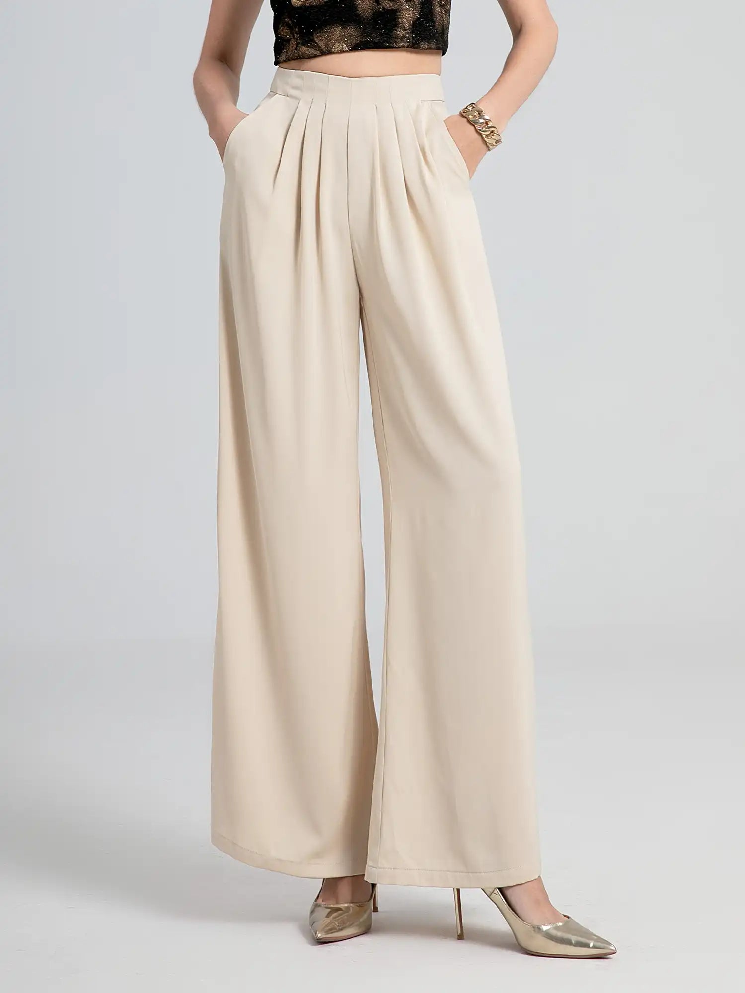 High Waist Relaxed Straight Leg Pants