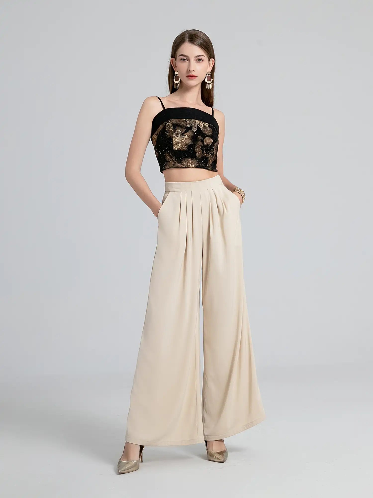 High Waist Relaxed Straight Leg Pants