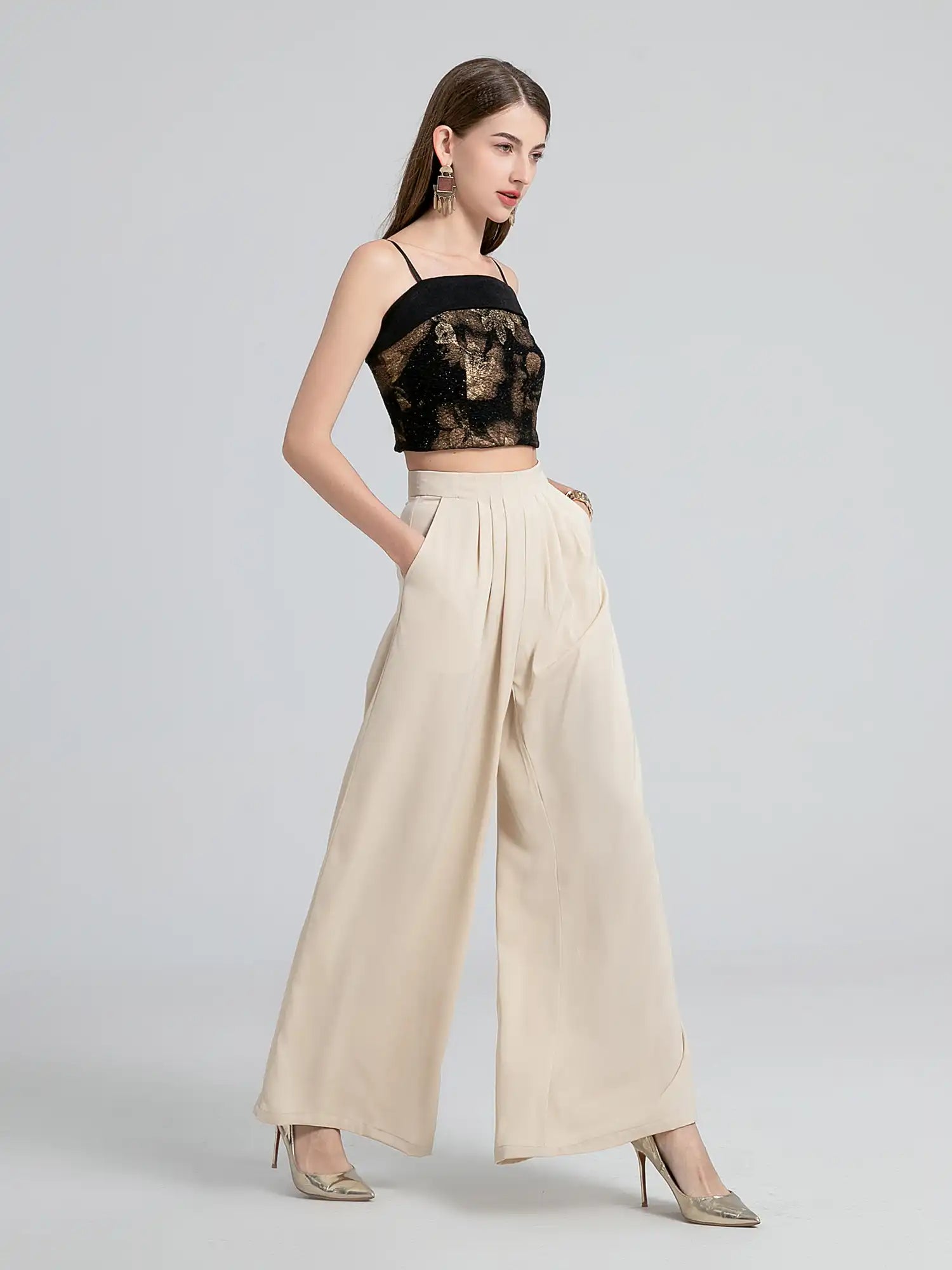 High Waist Relaxed Straight Leg Pants