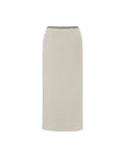 High Waist Ruched Sides Slit Midi Skirt