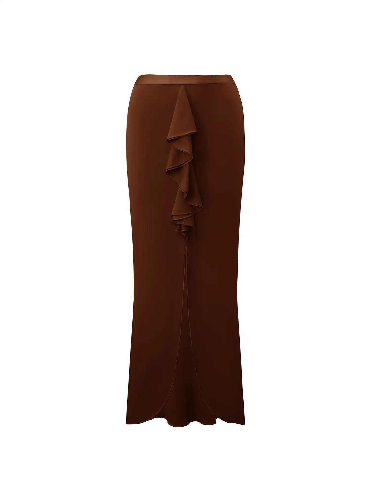 Ruffle Slit Hem Maxi Skirt