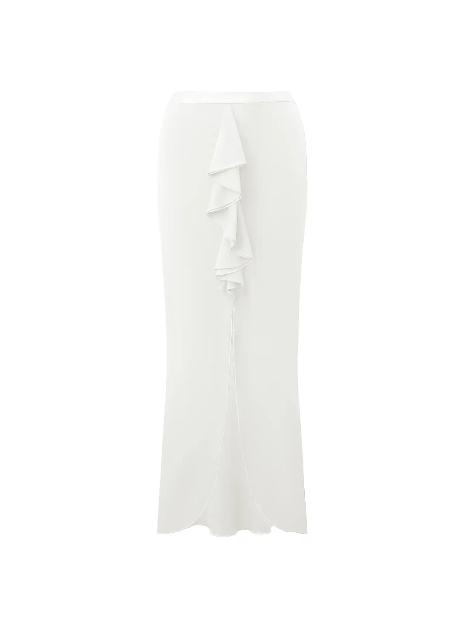 Ruffle Slit Hem Maxi Skirt