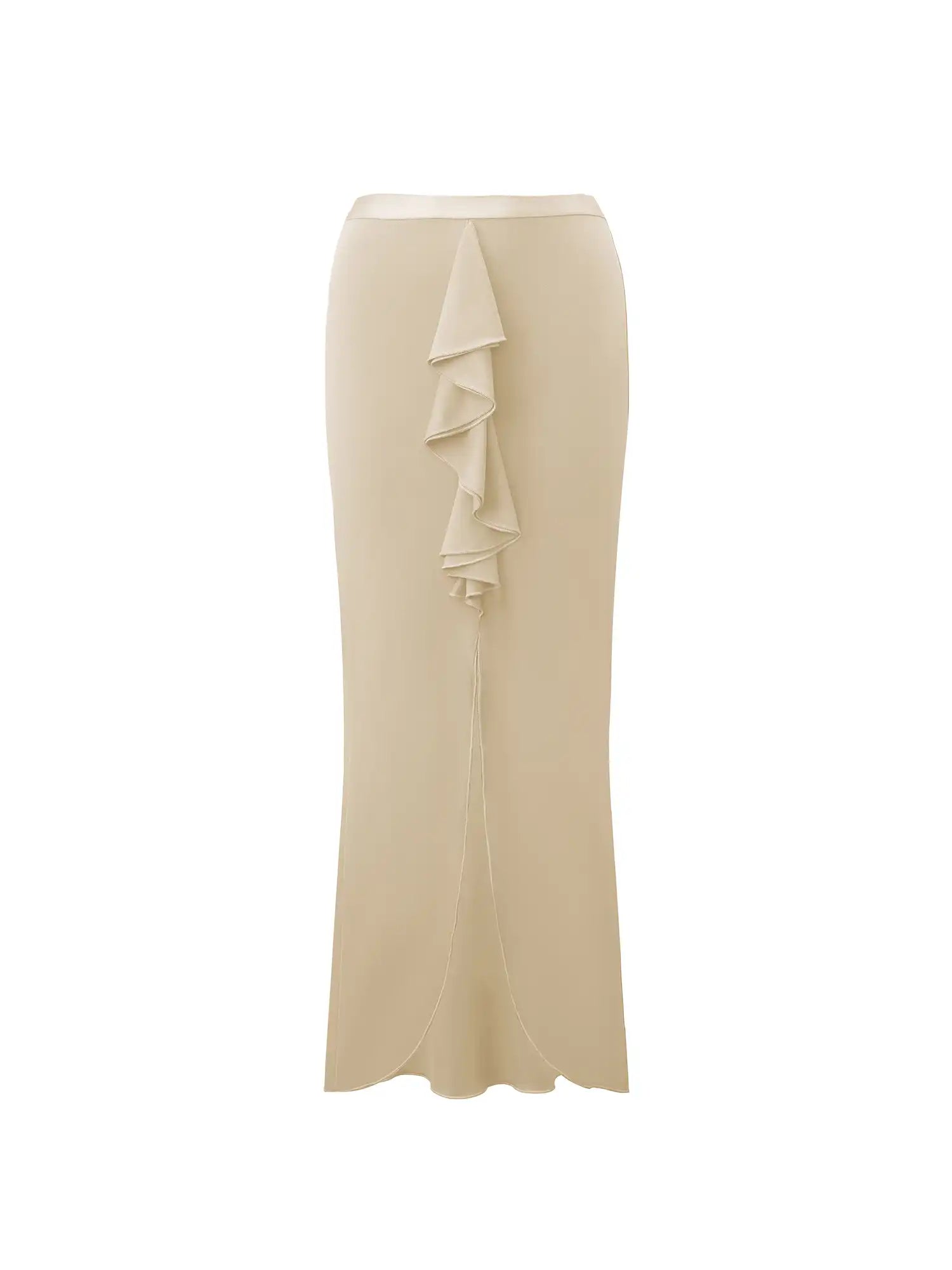 Ruffle Slit Hem Maxi Skirt