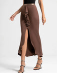 Ruffle Slit Hem Maxi Skirt