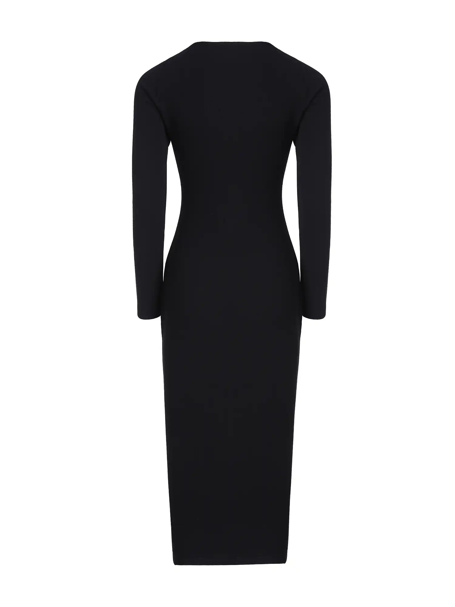 Slit Hem Slim Fit Long Sleeve Dress
