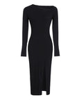 Slit Hem Slim Fit Long Sleeve Dress