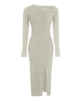 Slit Hem Slim Fit Long Sleeve Dress
