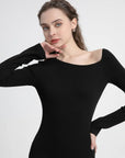 Slit Hem Slim Fit Long Sleeve Dress
