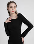 Slit Hem Slim Fit Long Sleeve Dress