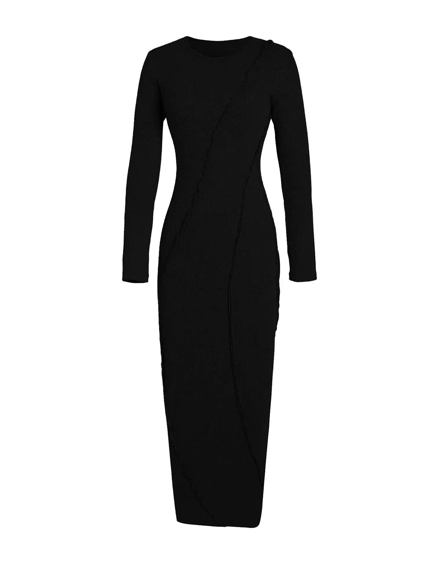 Round Neck Irregular Cu Long Sleeve Dress