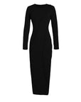 Round Neck Irregular Cu Long Sleeve Dress