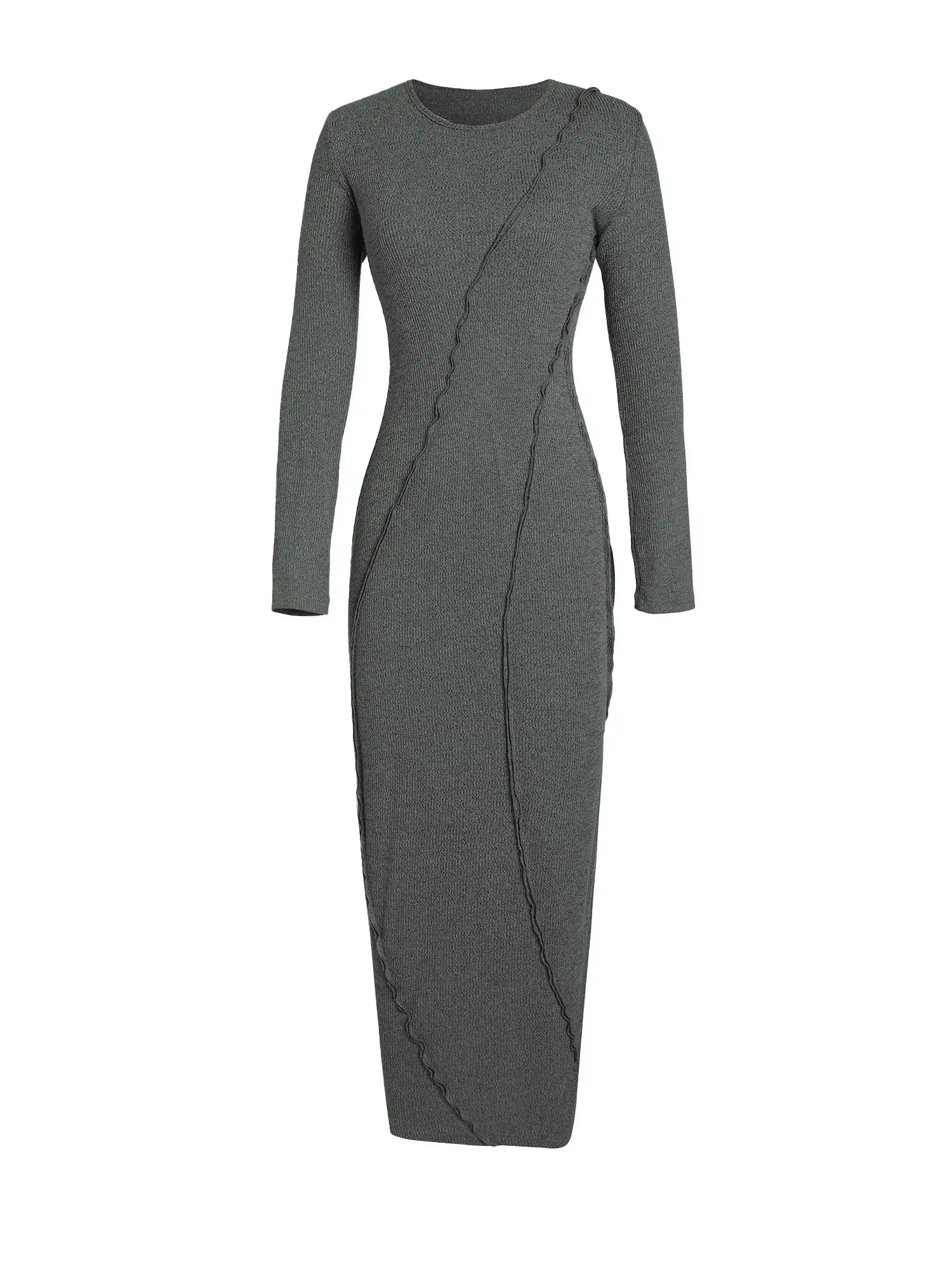 Round Neck Irregular Cu Long Sleeve Dress
