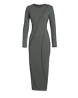 Round Neck Irregular Cu Long Sleeve Dress
